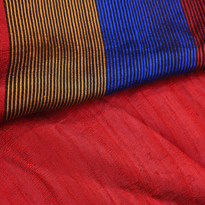 Indian Vintage Sari Red woven Sari Pure chanderi Silk Saree Craft Fabric 5Yd Floral Soft Zari Dress making For Crafting Quilting