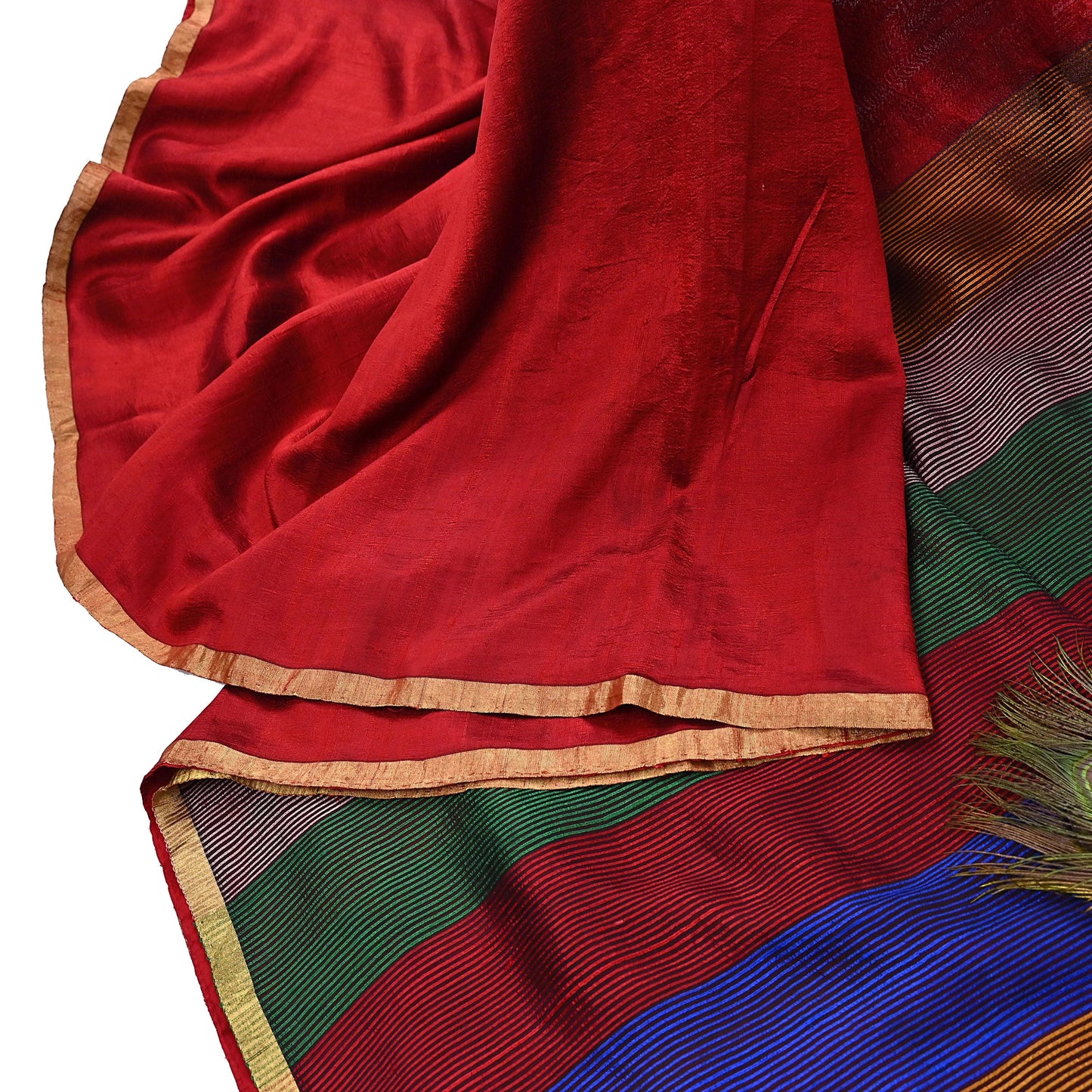 Indian Vintage Sari Red woven Sari Pure chanderi Silk Saree Craft Fabric 5Yd Floral Soft Zari Dress making For Crafting Quilting
