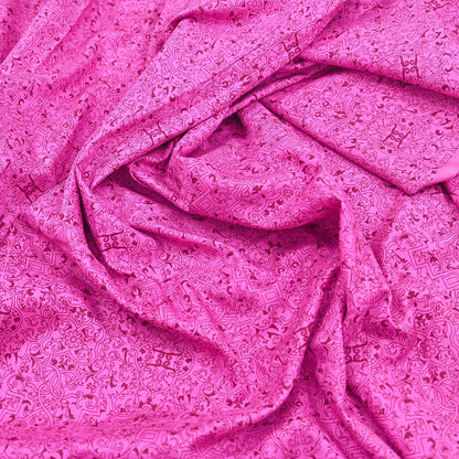 Indian Vintage Sari Pink 100% Pure Silk Printed Saree Craft Fabric 6yd Sewing Dress Making Soft Wrap Quilting Crafting Upcycle