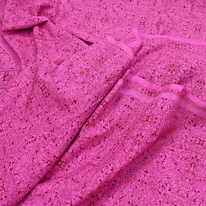 Indian Vintage Sari Pink 100% Pure Silk Printed Saree Craft Fabric 6yd Sewing Dress Making Soft Wrap Quilting Crafting Upcycle