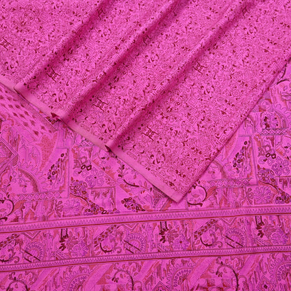 Indian Vintage Sari Pink 100% Pure Silk Printed Saree Craft Fabric 6yd Sewing Dress Making Soft Wrap Quilting Crafting Upcycle