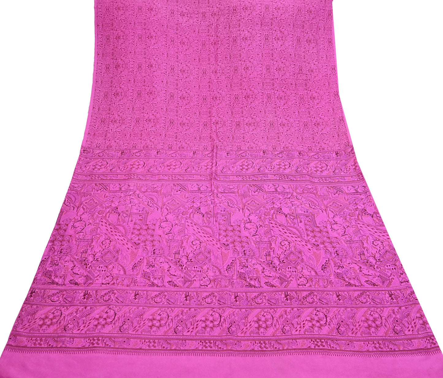 Indian Vintage Sari Pink 100% Pure Silk Printed Saree Craft Fabric 6yd Sewing Dress Making Soft Wrap Quilting Crafting Upcycle