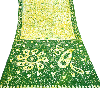 Indian Vintage Sarees Batik Printed 100% Pure Silk Sari Craft Fabric 5Yd Soft Sewing Sarong Wrap Boho Dress Making For Crafting Quilting