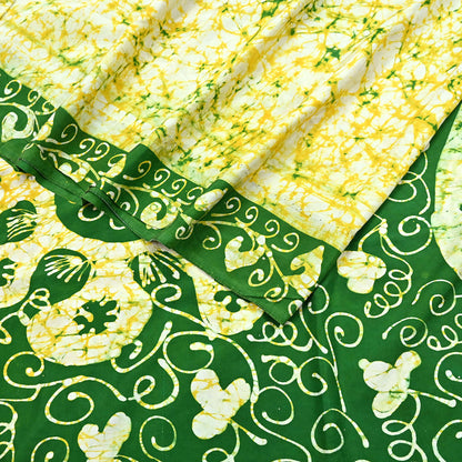 Indian Vintage Sarees Batik Printed 100% Pure Silk Sari Craft Fabric 5Yd Soft Sewing Sarong Wrap Boho Dress Making For Crafting Quilting