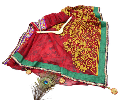 Indian Pre-owned Saree Red Mesh/Net Hand Embroidered Sabyasachi Designer Sari 5Yd Soft Ethnic Bollywood Party saree
