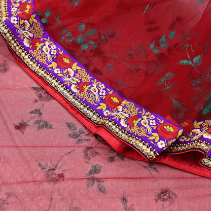 Indian Pre-owned Saree Red Mesh/Net Hand Embroidered Sabyasachi Designer Sari 5Yd Soft Ethnic Bollywood Party saree