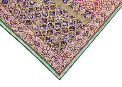 Indian Pre-Owned Sari Pink & Purple Pure silk Hand Embroidered Bandhani Gharchola Sarees Ethnic Zardozi/Dabka Zari Wedding Saree