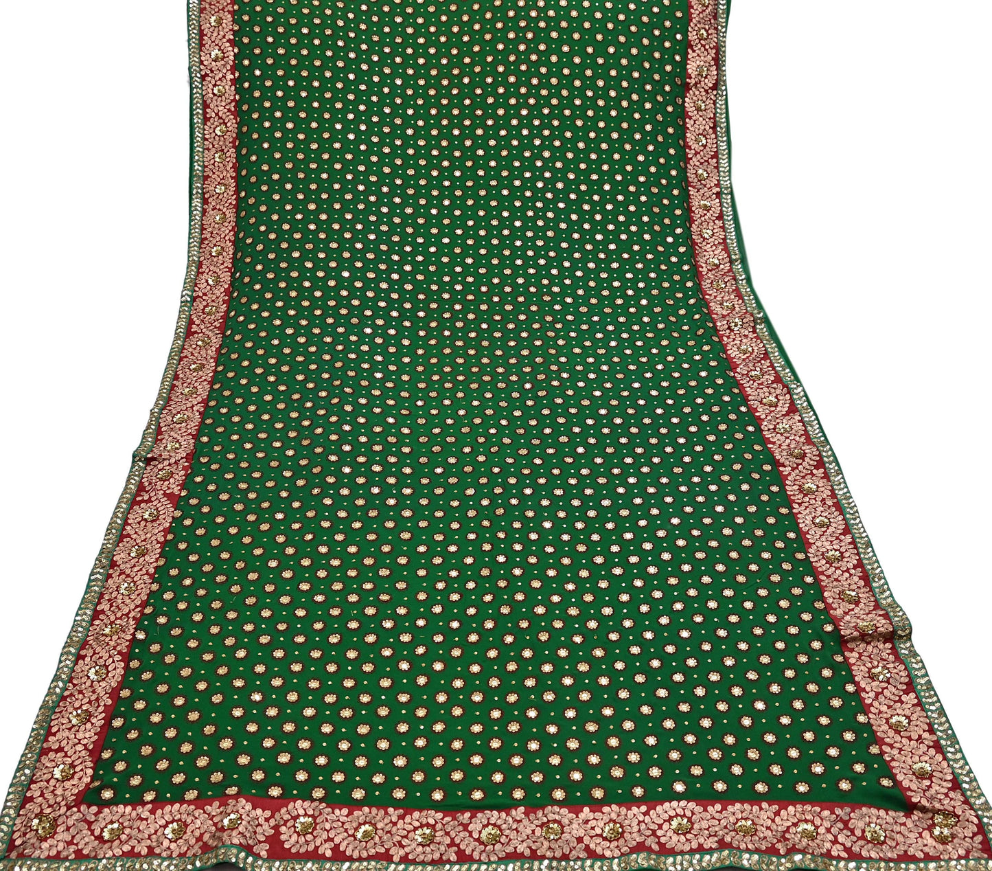 Indian Heavy Sari Green Pure Georgette Silk Hand Embroidered Sarees Designer Sabyasachi 6Yd Sewing Ethnic Bollywood party wear saree