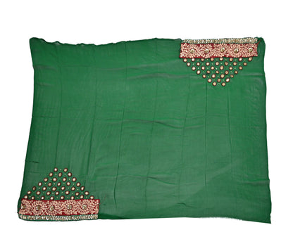 Indian Heavy Sari Green Pure Georgette Silk Hand Embroidered Sarees Designer Sabyasachi 6Yd Sewing Ethnic Bollywood party wear saree