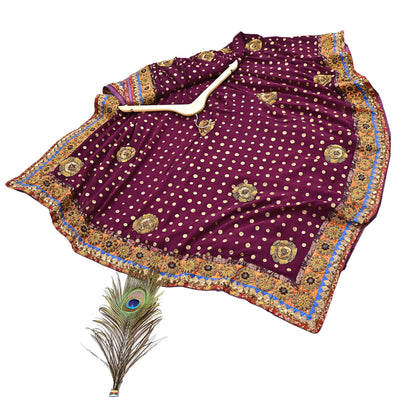 Indian Vintage Sari Purple Pure Georgette Silk Hand Embroidered manish malhotra Designer Saree Ethnic 6Yd Wedding Saree with blouse fabric