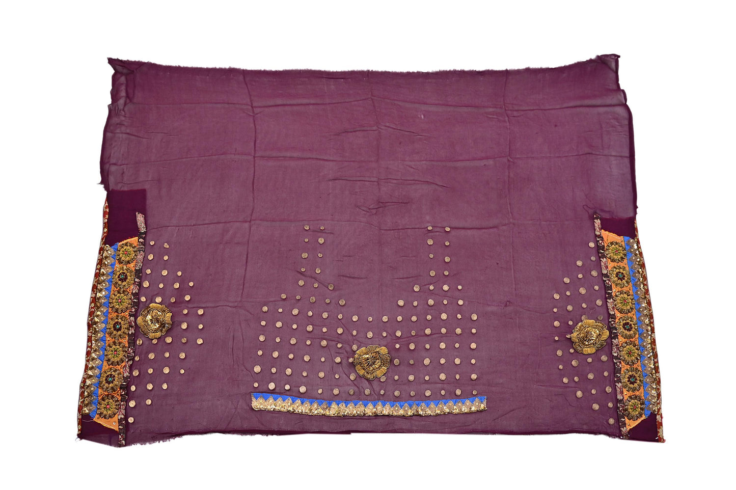 Indian Vintage Sari Purple Pure Georgette Silk Hand Embroidered manish malhotra Designer Saree Ethnic 6Yd Wedding Saree with blouse fabric