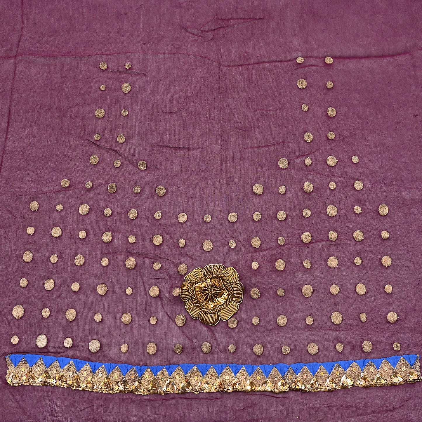 Indian Vintage Sari Purple Pure Georgette Silk Hand Embroidered manish malhotra Designer Saree Ethnic 6Yd Wedding Saree with blouse fabric