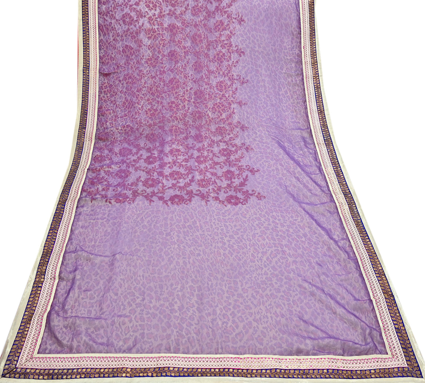 Indian New Sari White & Pink Net/Mesh Hand Embroidered Designer Sabyasachi Sarees 5yd Ethnic Zardozi/Dabka Zari With Blouse Fabric