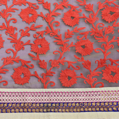 Indian New Sari White & Pink Net/Mesh Hand Embroidered Designer Sabyasachi Sarees 5yd Ethnic Zardozi/Dabka Zari With Blouse Fabric
