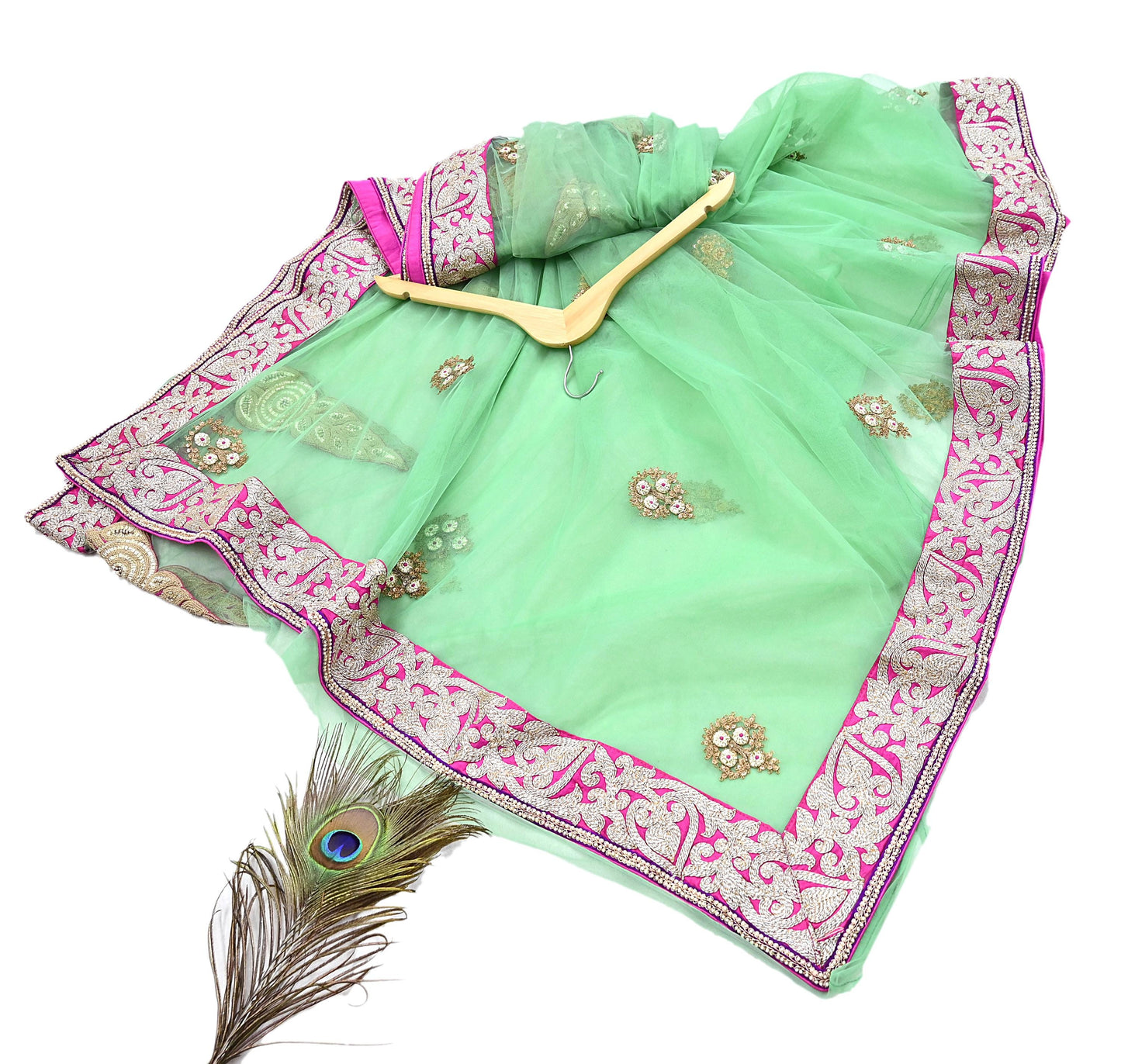Indian New Heavy Sari Green Net/Mesh Hand Embroidered Designer Manish Malhotra Sarees 6Yd Ethnic Zardozi/Dabka Zari With Blouse Fabric