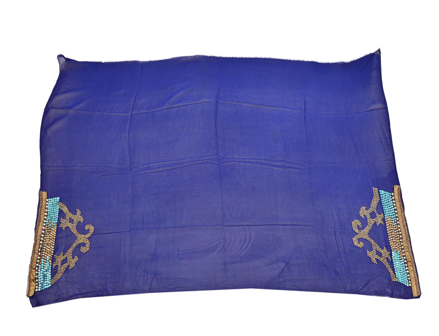Indian Vintage Sari Blue Net/ Pure Georgette Silk Hand Embroidered Anamika Khanna Designer Sarees Ethnic 6Yd Dabka Zari Wedding Sarees