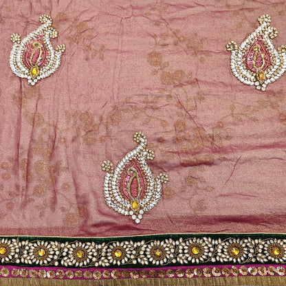 Indian Heavy Sari purple & green Net/Mesh Hand Embroidered Designer Sabyasachi Lehenga Sarees 6yd Ethnic Dabka Zari With Blouse Fabric