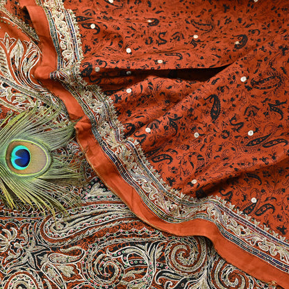 Indian Pre-Owned Sari Black Pure Crepe Silk Pre-owned Hand Embroidered Ritu Kumar Designer Sarees Fabric 5Yd Ethnic Bollywood Party sari