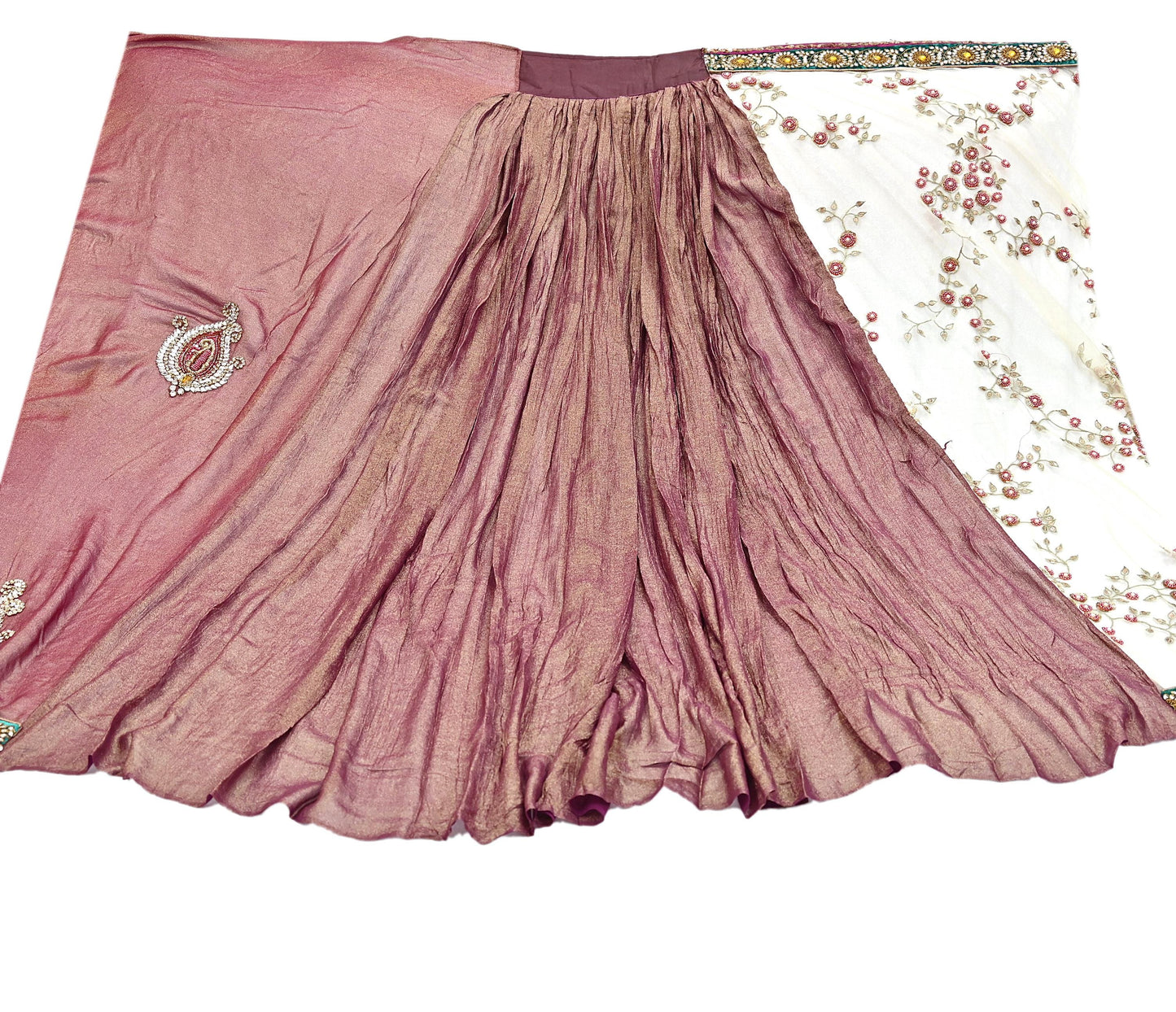 Indian Heavy Sari purple & green Net/Mesh Hand Embroidered Designer Sabyasachi Lehenga Sarees 6yd Ethnic Dabka Zari