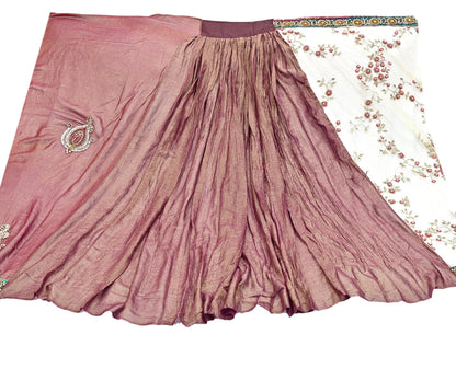 Indian Heavy Sari purple & green Net/Mesh Hand Embroidered Designer Sabyasachi Lehenga Sarees 6yd Ethnic Dabka Zari