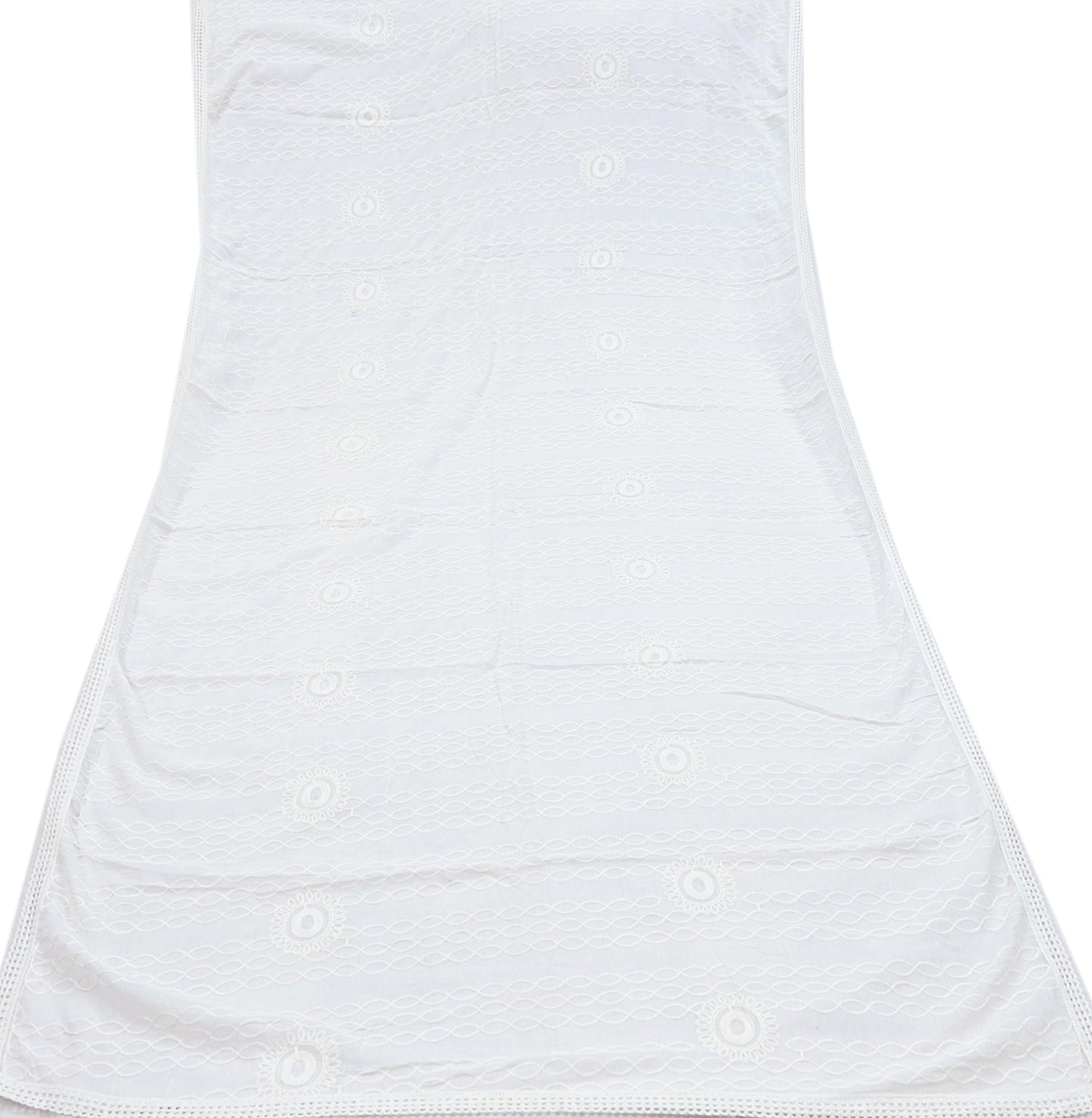 Indian White Vintage Dupatta Long Stole Hand Embroidered stole Pure Cotton Indian Scarves Veil Wrap Soft Floral