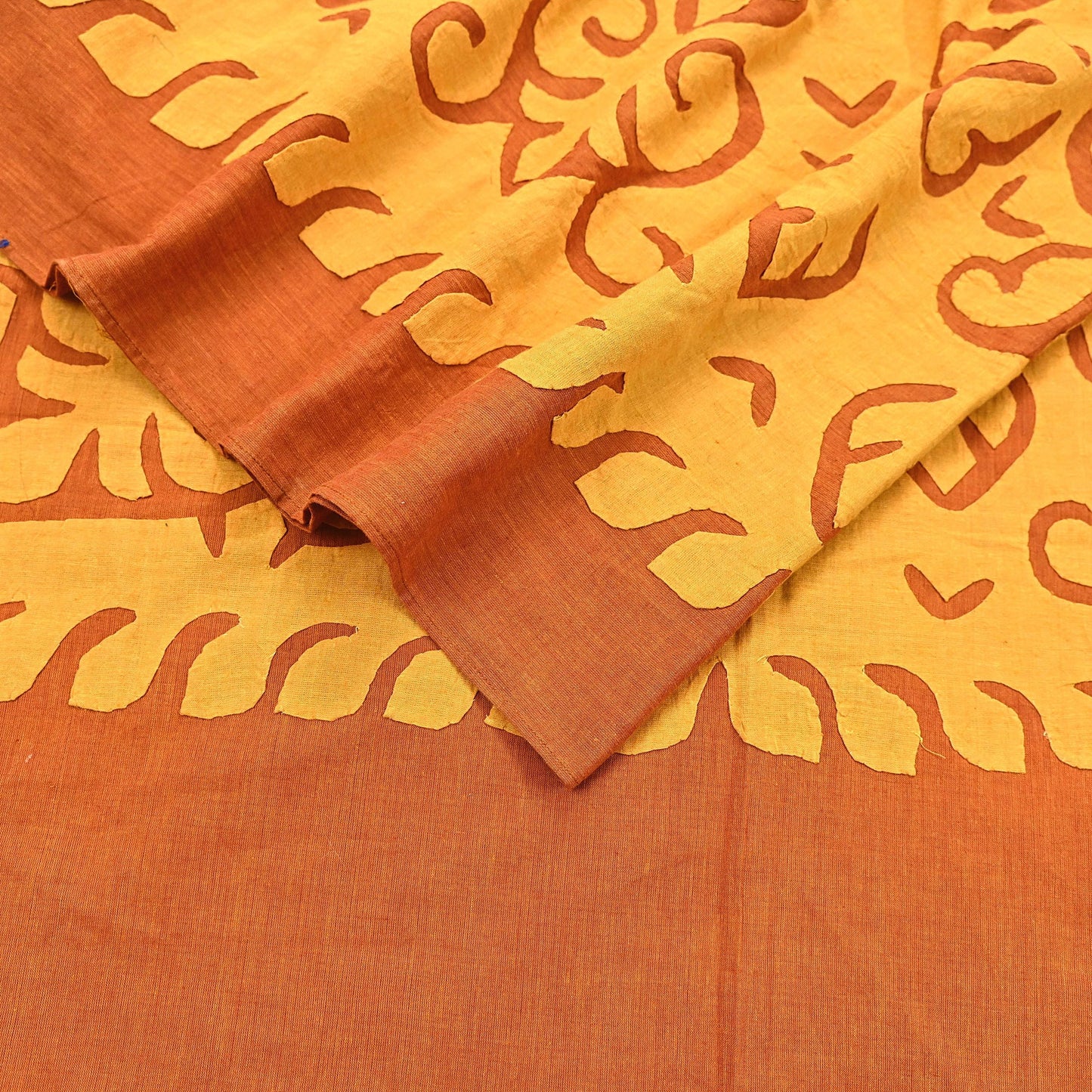 Indian Vintage saffron Dupatta Long Stole Embroidered Patches Pure Cotton Scarves Veil Soft Fringes