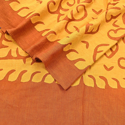 Indian Vintage saffron Dupatta Long Stole Embroidered Patches Pure Cotton Scarves Veil Soft Fringes