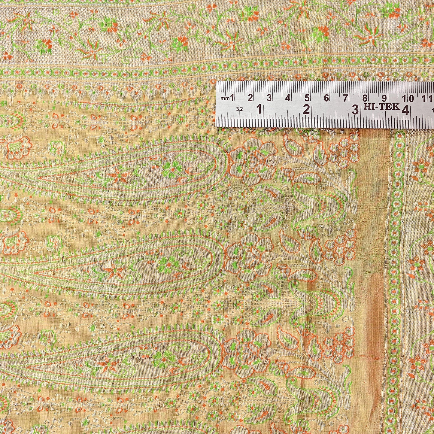 Indian Vintage Sari Beige Heavy Pure Silk Woven Banarasi Brocade Saree Fabric 5Yd Ethnic Dress making Crafting Bollywood Dress Designing
