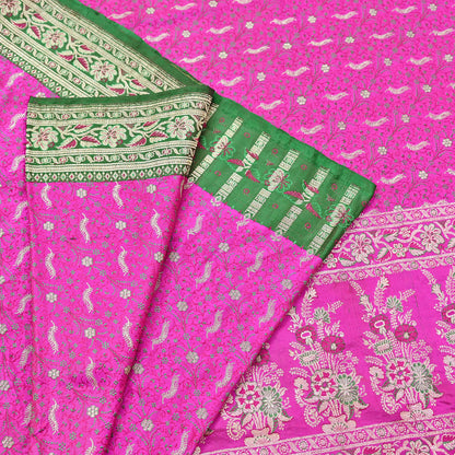 Indian Vintage Sari Heavy Pure Silk Woven Banarasi Brocade Saree Fabric 5Yd Ethnic Dress making Crafting Bollywood Dress Designing Zari