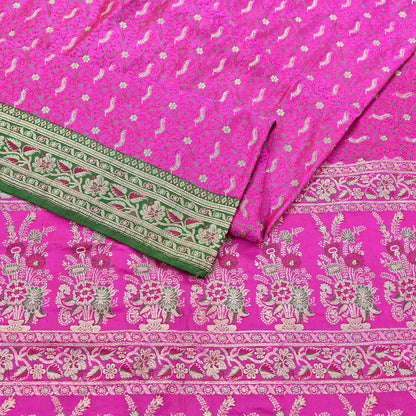 Indian Vintage Sari Heavy Pure Silk Woven Banarasi Brocade Saree Fabric 5Yd Ethnic Dress making Crafting Bollywood Dress Designing Zari