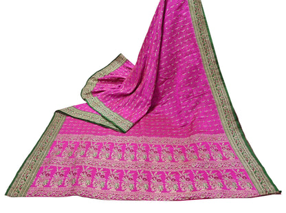 Indian Vintage Sari Heavy Pure Silk Woven Banarasi Brocade Saree Fabric 5Yd Ethnic Dress making Crafting Bollywood Dress Designing Zari