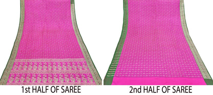 Indian Vintage Sari Heavy Pure Silk Woven Banarasi Brocade Saree Fabric 5Yd Ethnic Dress making Crafting Bollywood Dress Designing Zari