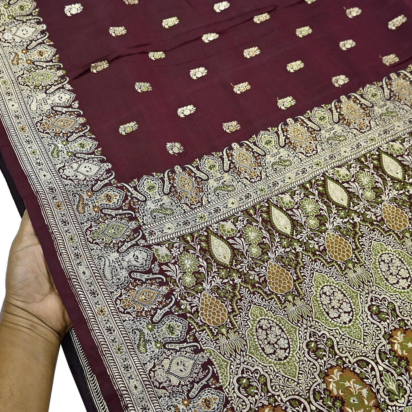Indian Vintage Sari Heavy Wedding Pure Satin Silk Woven Banarasi Brocade Saree Zari 5Yd Dress Making Craft Fabric Upcycle Crafting