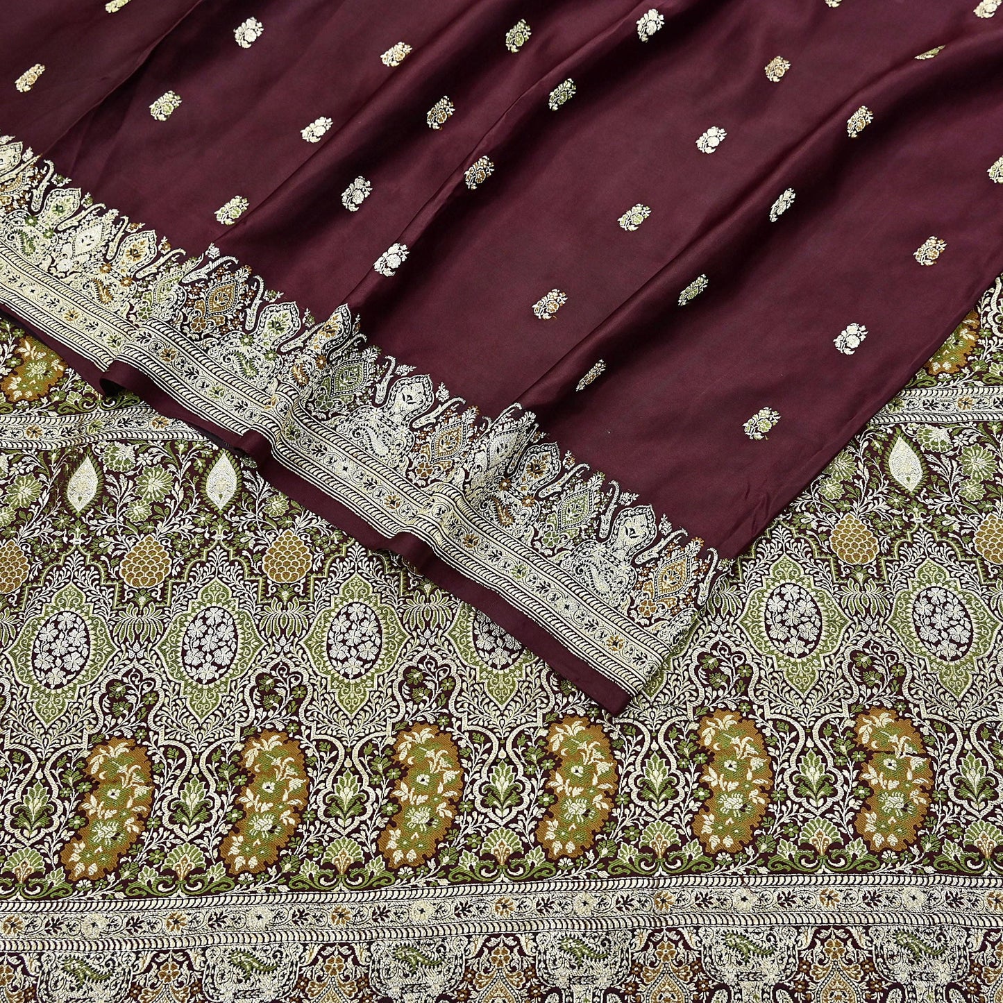 Indian Vintage Sari Heavy Wedding Pure Satin Silk Woven Banarasi Brocade Saree Zari 5Yd Dress Making Craft Fabric Upcycle Crafting