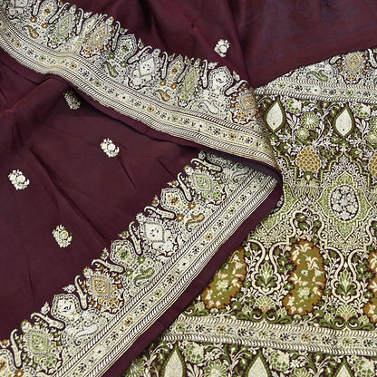 Indian Vintage Sari Heavy Wedding Pure Satin Silk Woven Banarasi Brocade Saree Zari 5Yd Dress Making Craft Fabric Upcycle Crafting