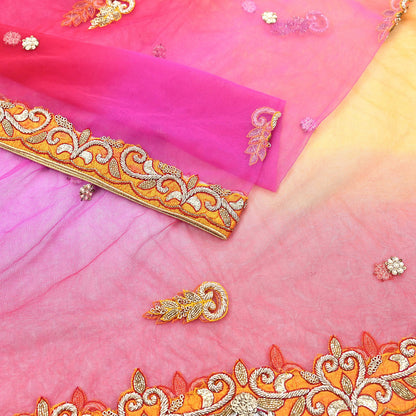 Indian Vintage Heavy Wedding Multi Dupatta Net Mesh Long Stole Hand Embroidered Scarves Golden Zardozi Zari Sequins Dridal Veil Hijab