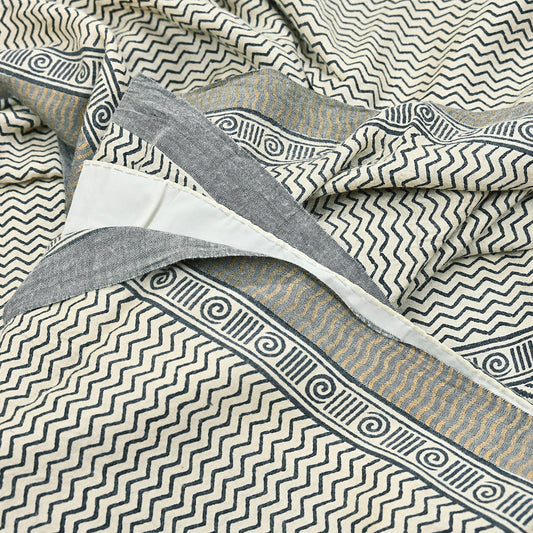 Indian Vintage Black & Ivory Saree Pure Woolen Woven Painted Sari Warm Craft Fabric 5Yd Border Dress making Crafting Designing