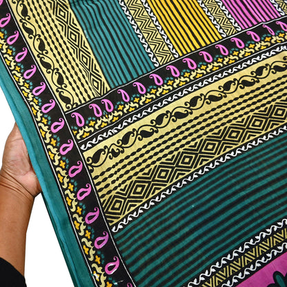 Indian Vintage Multi Saree Printed 100% Pure Cotton Sari Craft Fabric Soft 5Yd Sewing Sarong Wrap Boho Dress Making Quilting Crafting