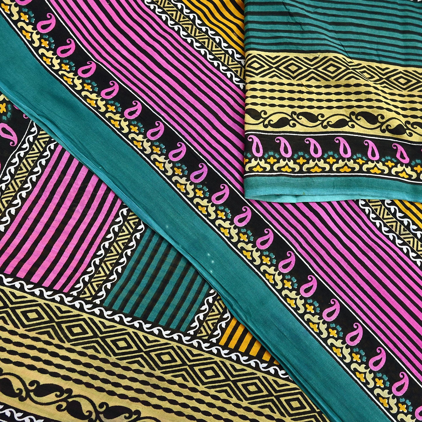 Indian Vintage Multi Saree Printed 100% Pure Cotton Sari Craft Fabric Soft 5Yd Sewing Sarong Wrap Boho Dress Making Quilting Crafting