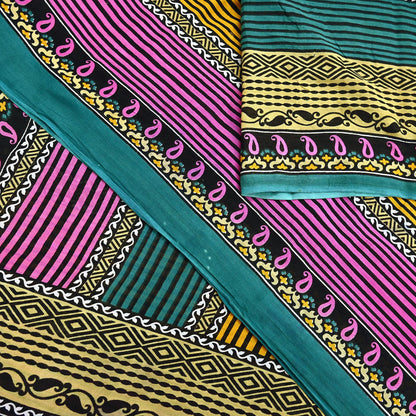 Indian Vintage Multi Saree Printed 100% Pure Cotton Sari Craft Fabric Soft 5Yd Sewing Sarong Wrap Boho Dress Making Quilting Crafting