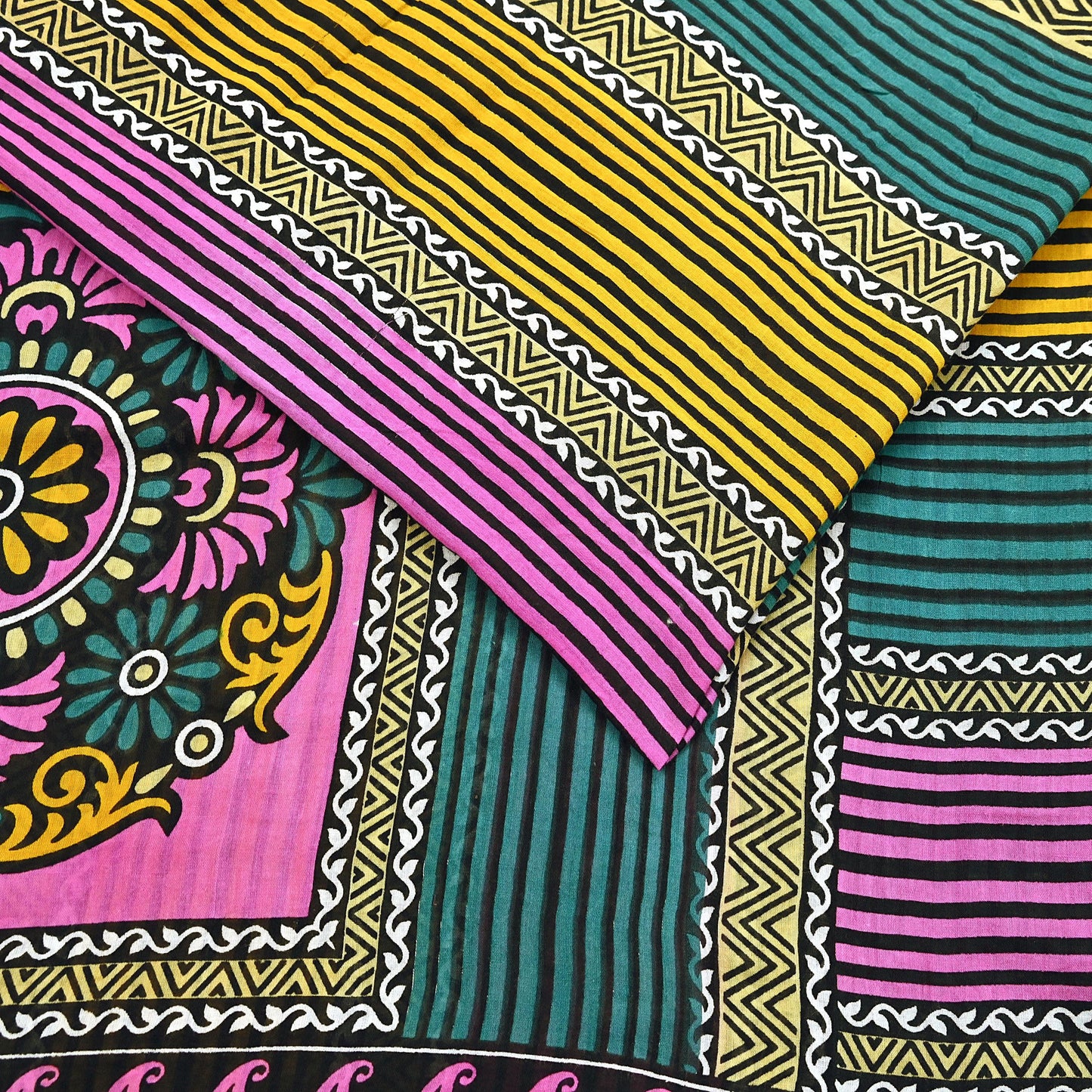 Indian Vintage Multi Saree Printed 100% Pure Cotton Sari Craft Fabric Soft 5Yd Sewing Sarong Wrap Boho Dress Making Quilting Crafting