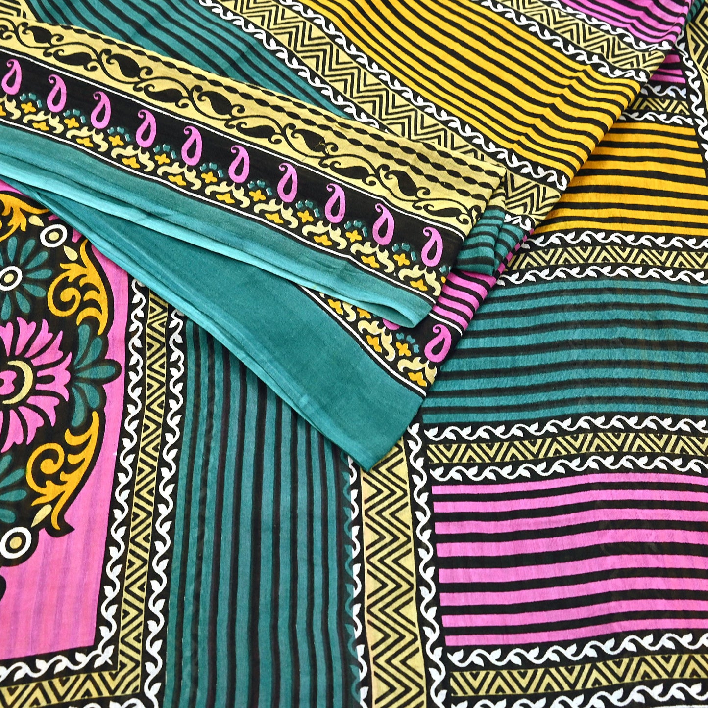 Indian Vintage Multi Saree Printed 100% Pure Cotton Sari Craft Fabric Soft 5Yd Sewing Sarong Wrap Boho Dress Making Quilting Crafting