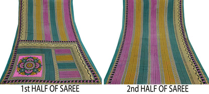 Indian Vintage Multi Saree Printed 100% Pure Cotton Sari Craft Fabric Soft 5Yd Sewing Sarong Wrap Boho Dress Making Quilting Crafting