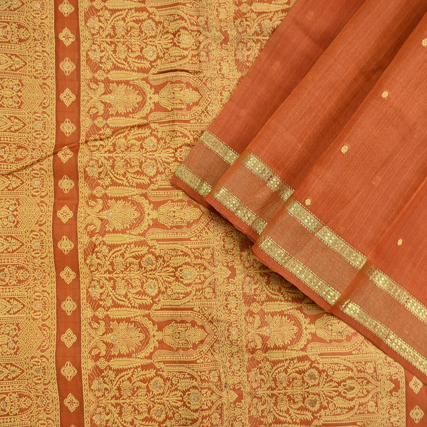 Indian Vintage Sari Orange 100% Pure Silk Hand Woven Sarees Craft Fabric 5Yd Ethnic Sewing Dress making Crafting Quilting Upcycle