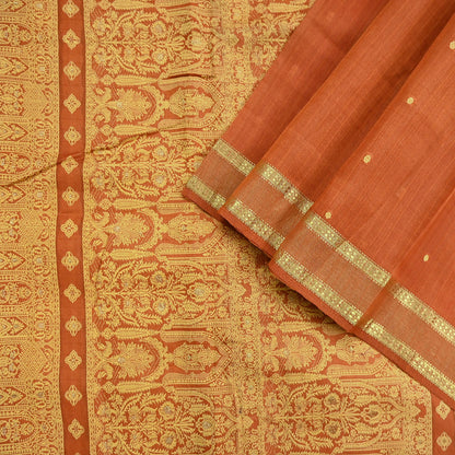 Indian Vintage Sari Orange 100% Pure Silk Hand Woven Sarees Craft Fabric 5Yd Ethnic Sewing Dress making Crafting Quilting Upcycle