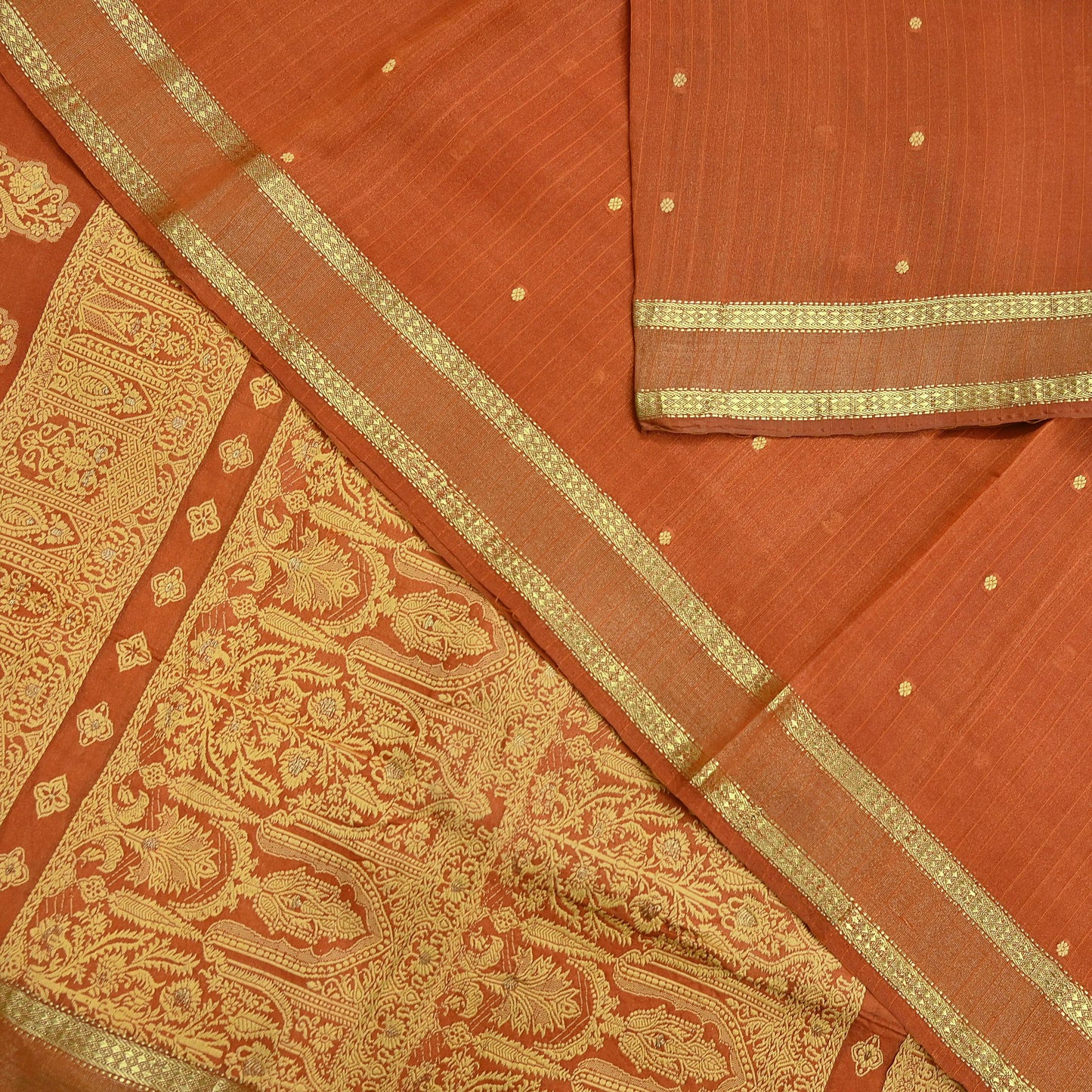 Indian Vintage Sari Orange 100% Pure Silk Hand Woven Sarees Craft Fabric 5Yd Ethnic Sewing Dress making Crafting Quilting Upcycle