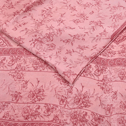 Indian Vintage Sari Peach Printed 100% Pure Satin Silk Sarees 5yd Sewing Craft Fabric Dress Making Wrap Upcycle Quilting Crafting