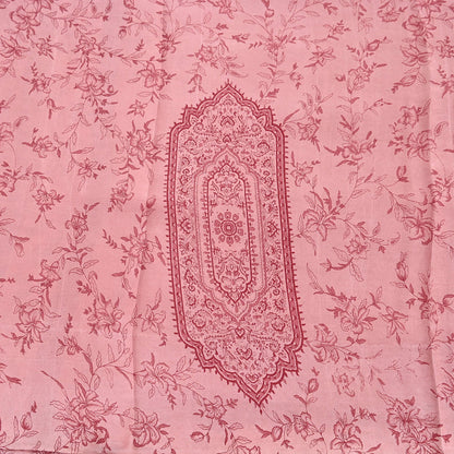 Indian Vintage Sari Peach Printed 100% Pure Satin Silk Sarees 5yd Sewing Craft Fabric Dress Making Wrap Upcycle Quilting Crafting