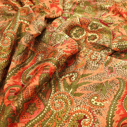 Indian Vintage Multi Pure Silk Printed Saree 6Yards Soft Abstract Fabric for Dressmaking, Quilting, Crafting, Sewing, Dress Making