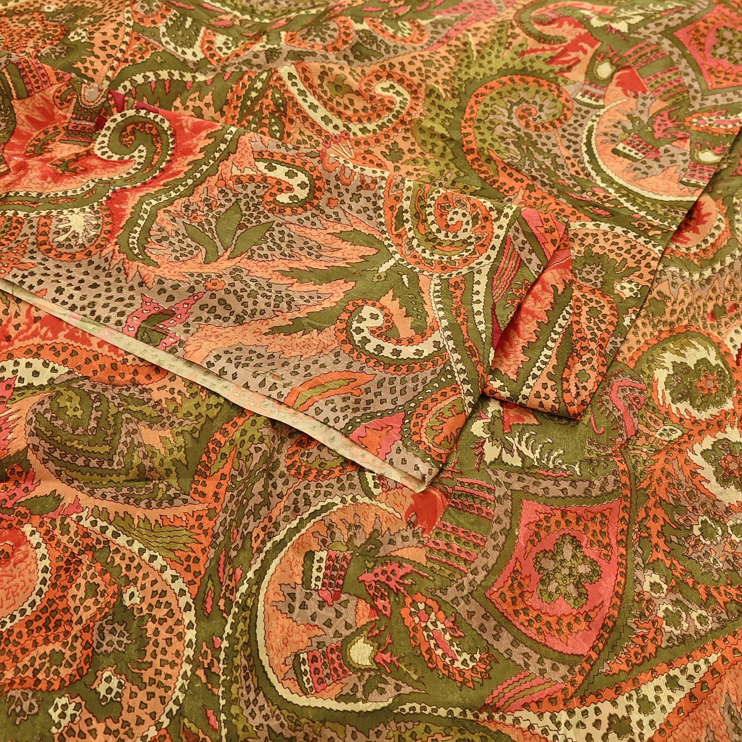 Indian Vintage Multi Pure Silk Printed Saree 6Yards Soft Abstract Fabric for Dressmaking, Quilting, Crafting, Sewing, Dress Making